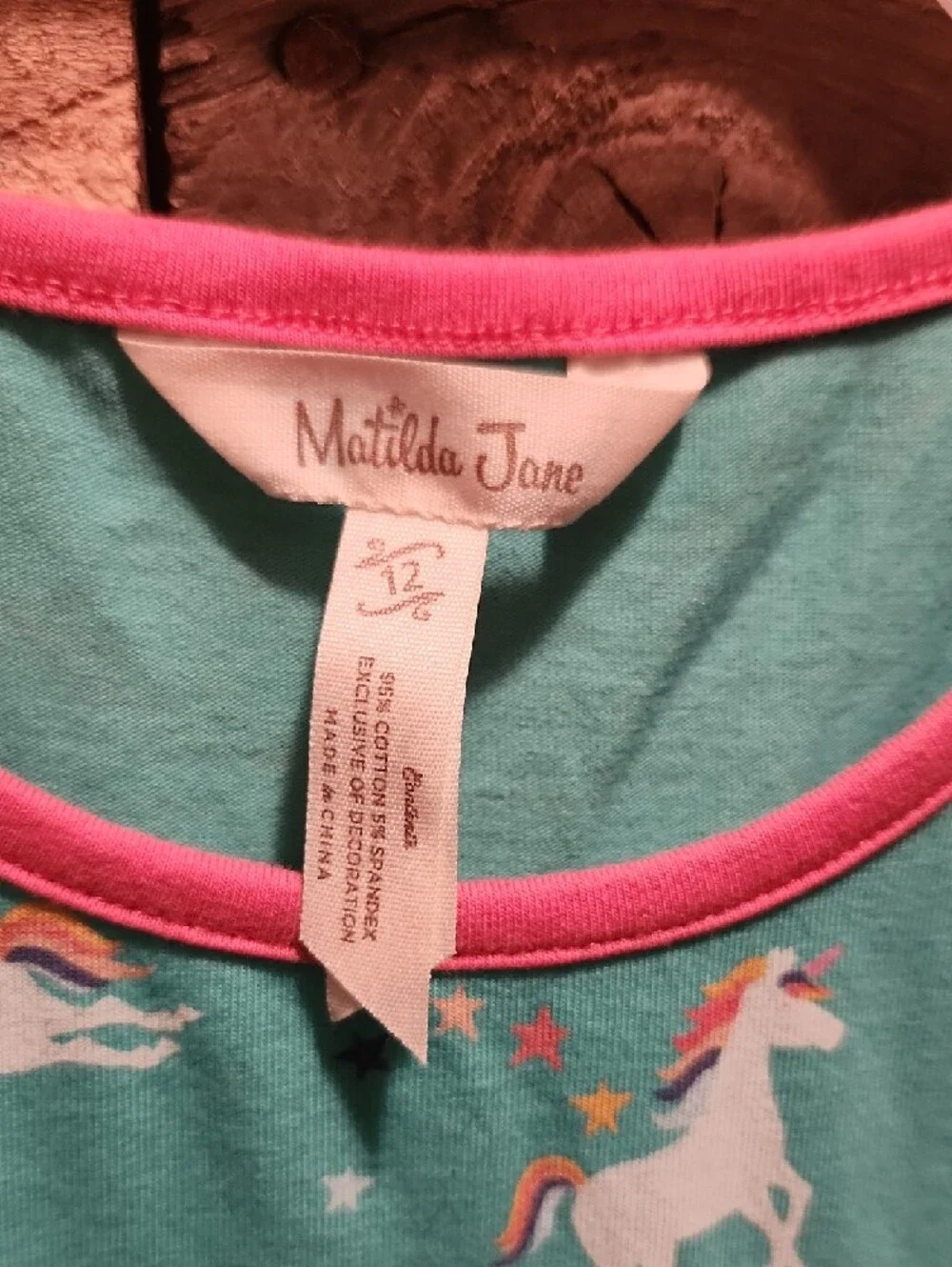 Matilda Jane Turquoise Unicorn Dress with Pink Trim
